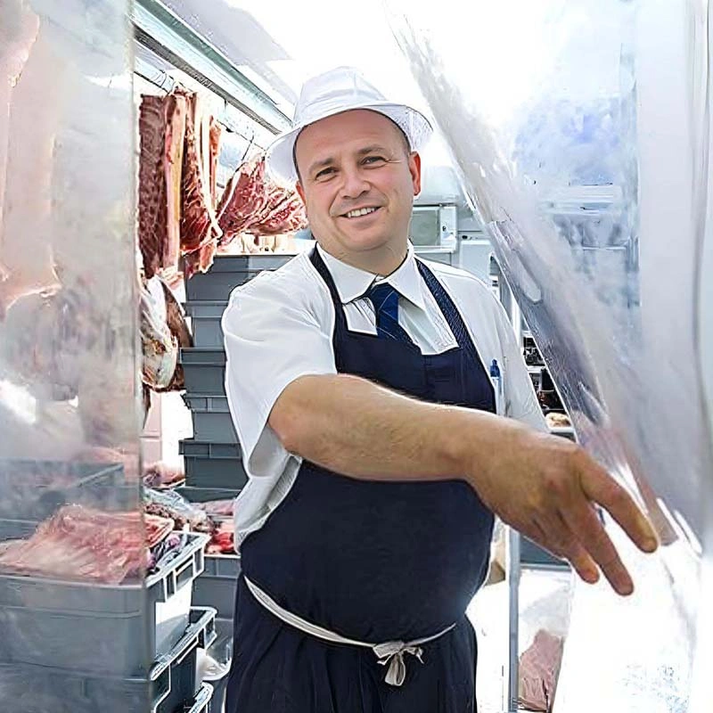 Low temperature polar PVC Strip Curtains in a butchery doorway