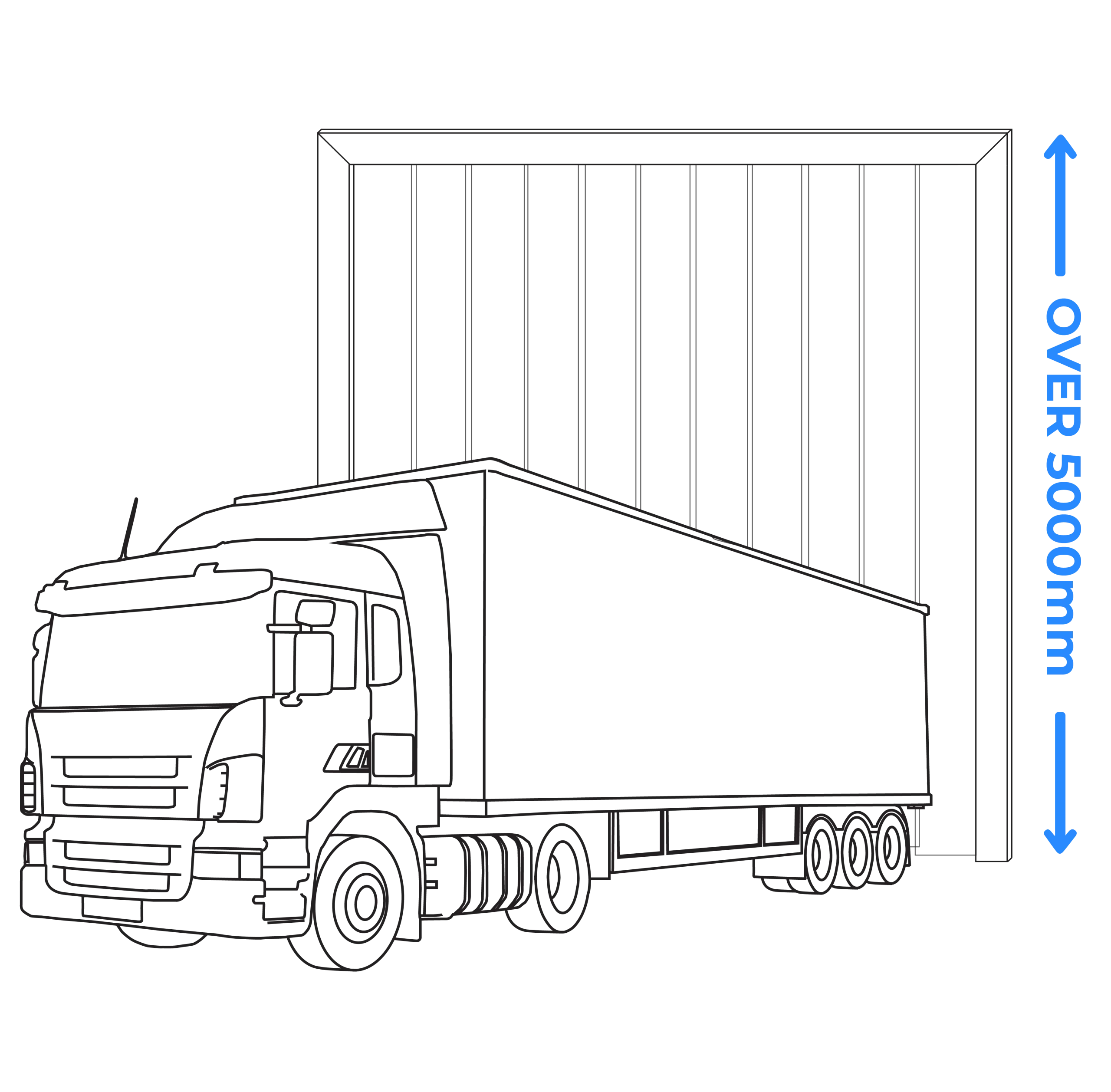 diagram of lorry truck driving through PVC strip curtains to show the height of PVC strip curtains